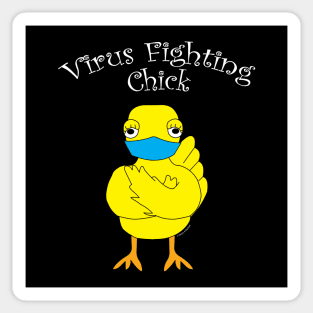 Virus Fighting Chick Curved White Text Sticker